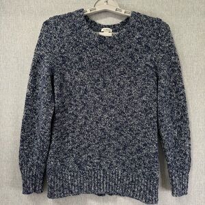 Women’s XS Petite LL Bean Navy White Marled Crewneck Sweater - Fall Winter